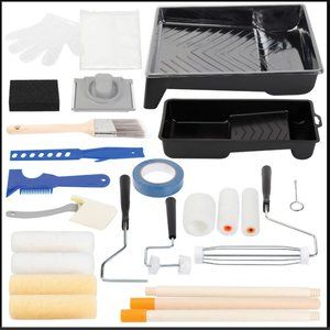 NEW 25 Piece Painting Tools Paint Roller DIY Home Improvement Supplies brushes s